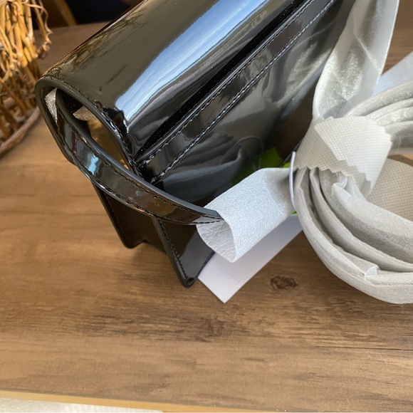 SAM EDELMAN NWT small Lorraine Black Patent convertible box shoulder bag - Picture 6 of 8